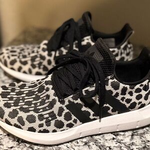 Adidas Women's Black and White Leopard Sneakers